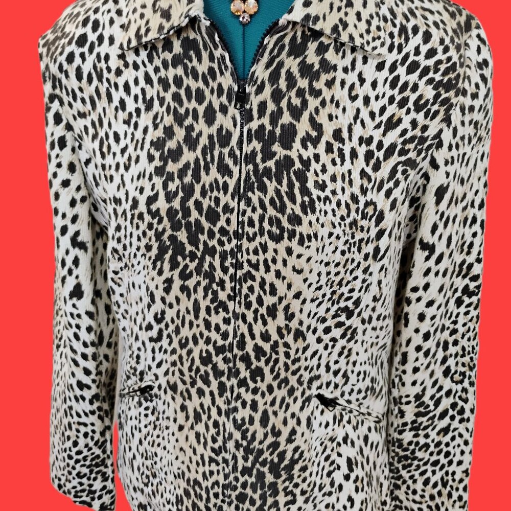 Niki Taylor Leopard Pattern Zippered Jaket Woman's Size Small